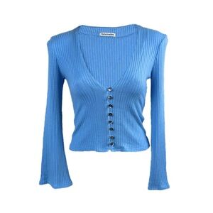 REFORMATION Gellar Knit Top in Parisian Blue